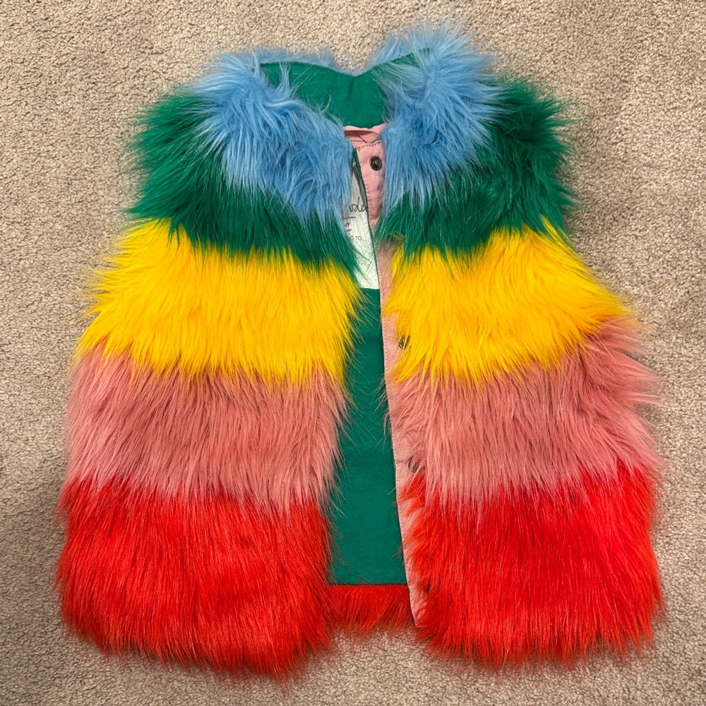 Mini Boden Multicolor Faux Fur Kids Vest